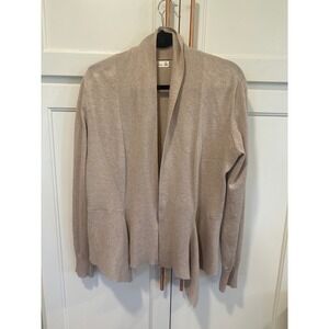 89th Madison boho Women Beige Draped Open Front Cardigan Sweater M Medium Ribbed